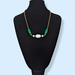 (2/$20) Vintage Avon 1970's Green & White Beaded Necklace